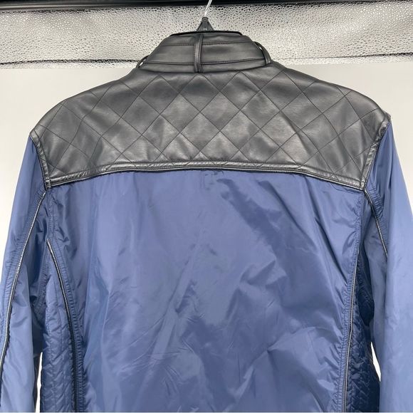 SEDUKA Men’s Regular Navy Full Zip Nylon Moto Jacket Medium - Picture 10 of 16